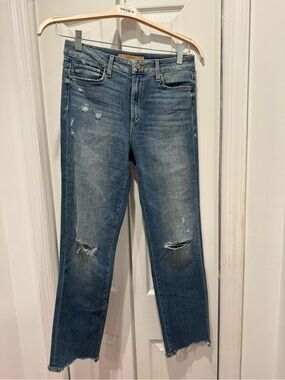 Joe's Jeans Distressed Medium Blue Straight Leg Jeans